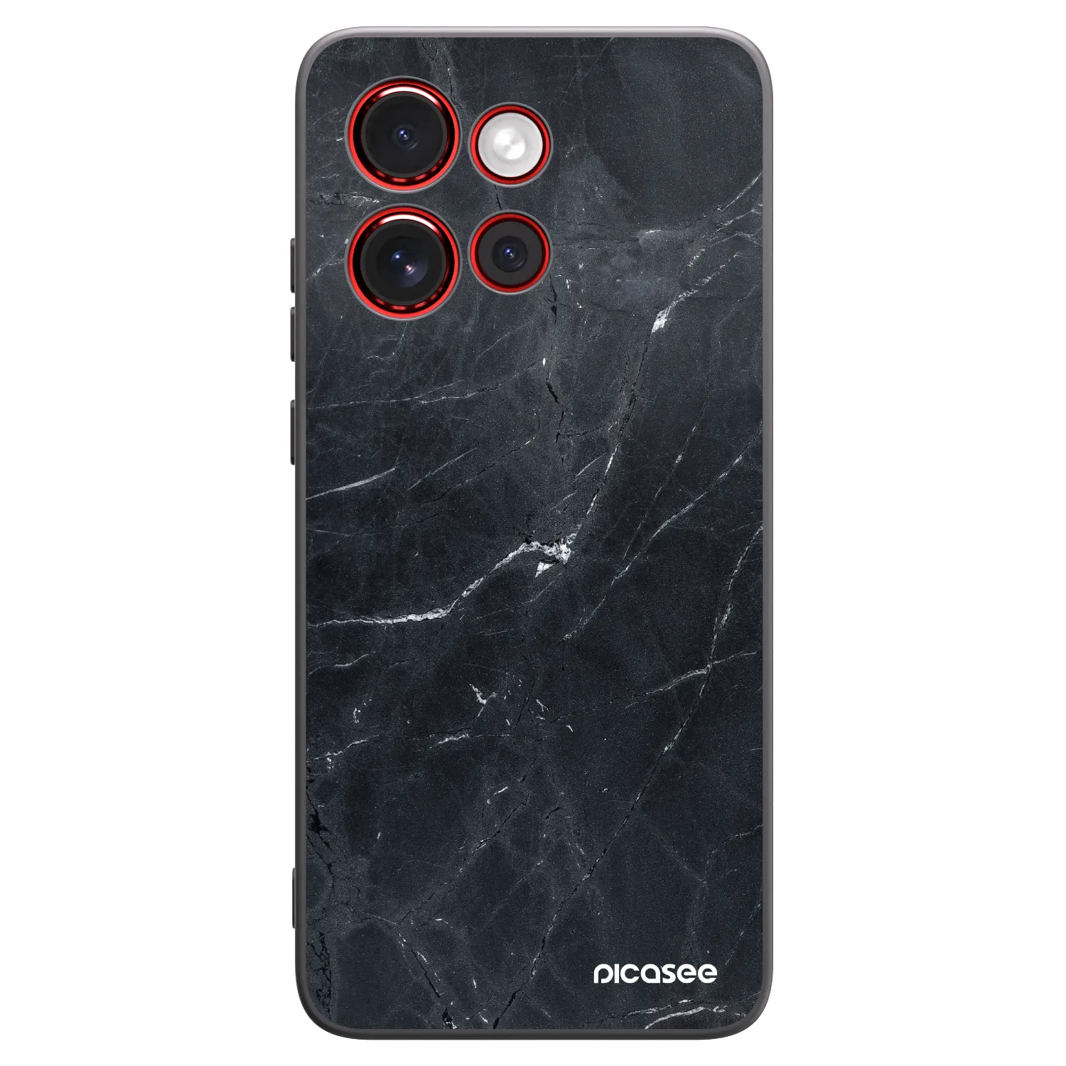 Picasee silikonowe czarne etui na Motorola Edge 60 Neo 5G - Black marble