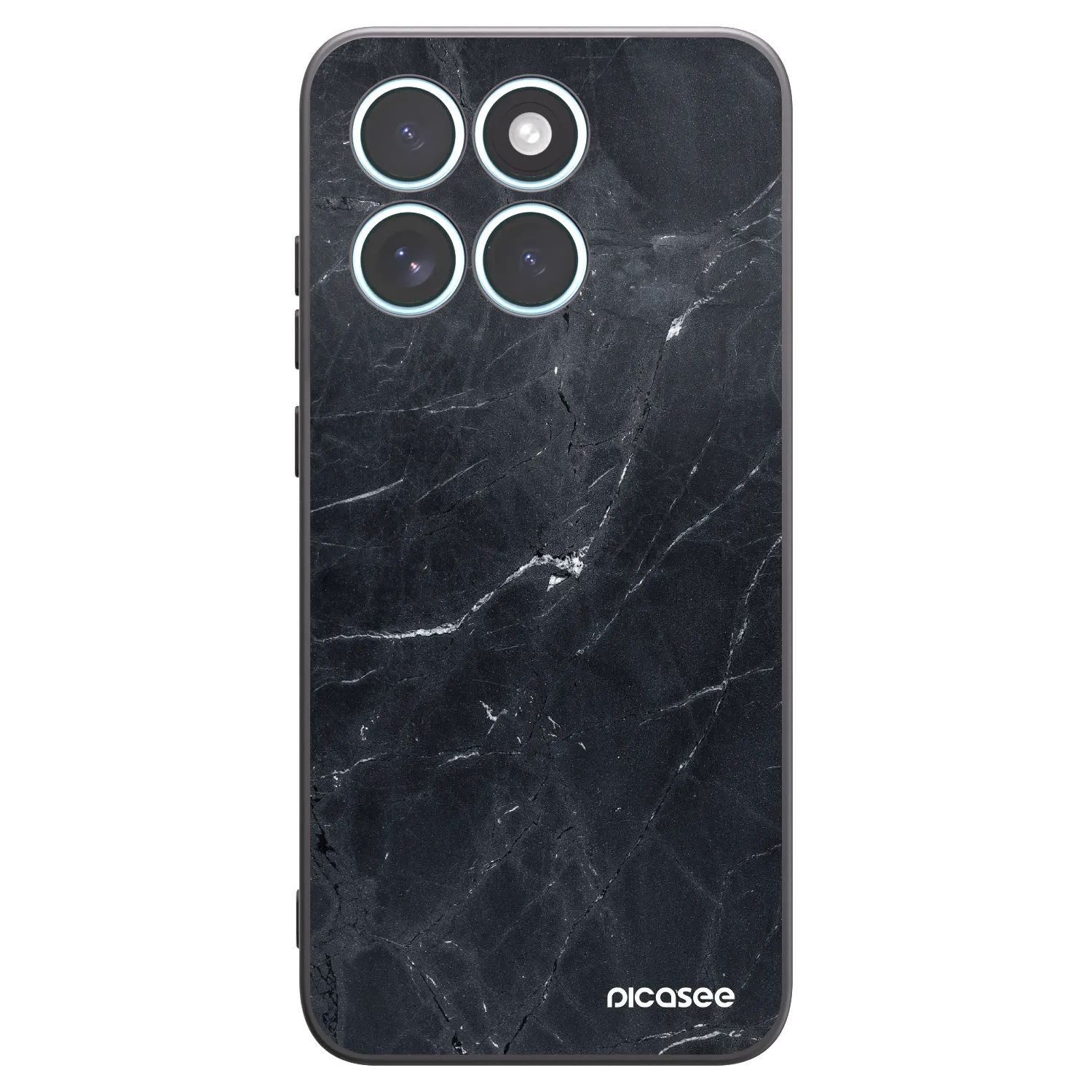 Picasee silikonowe czarne etui na Motorola Edge 70 Fusion - Black marble