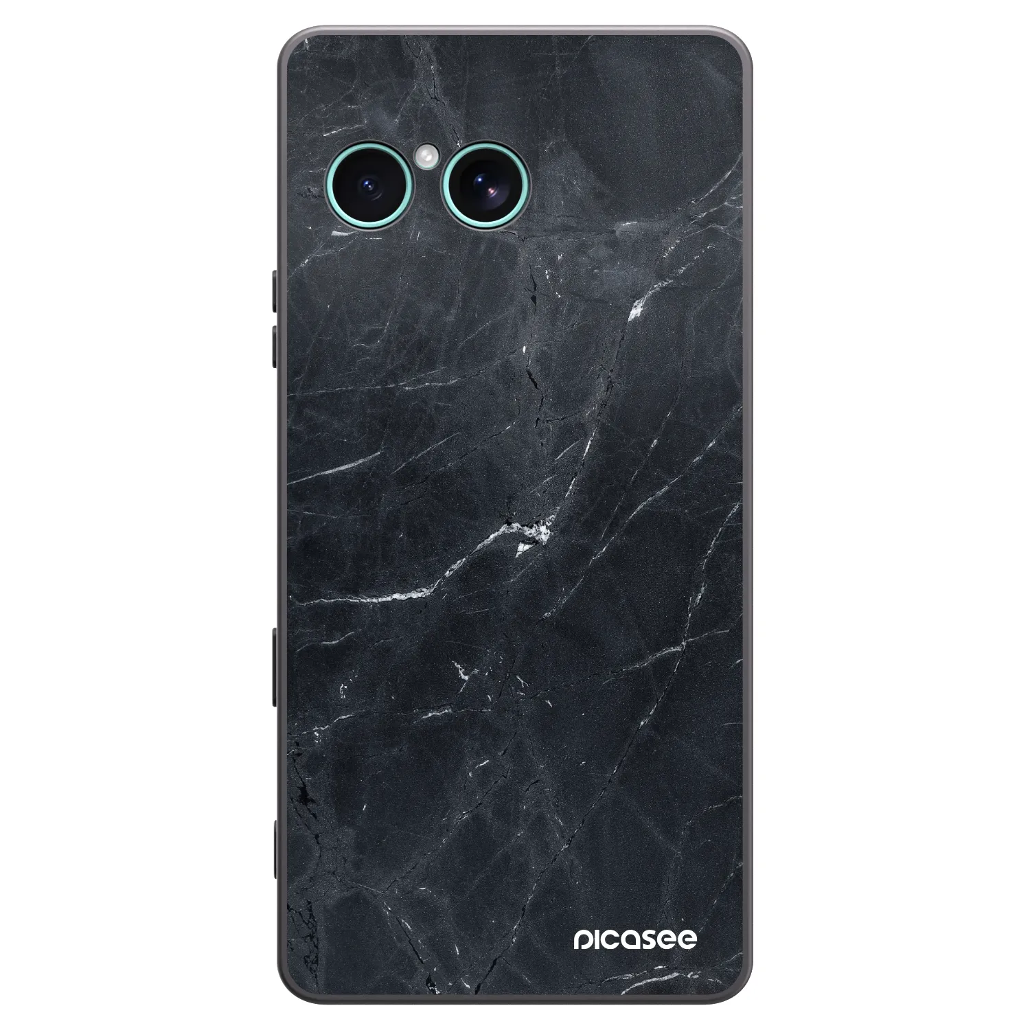 Picasee silikonowe czarne etui na Sony Xperia 10 VII - Black marble