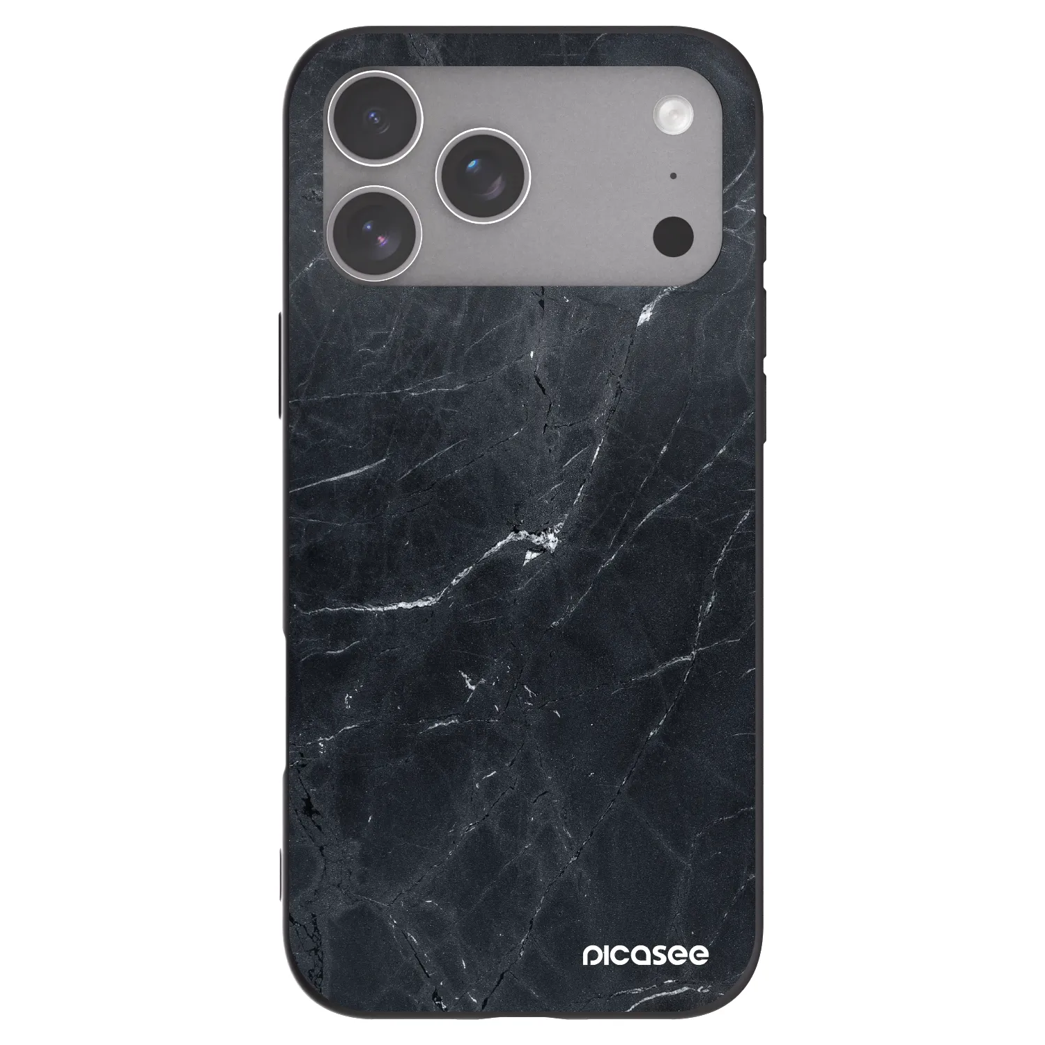 Picasee silikonowe czarne etui na Apple iPhone 18 Pro Max - Black marble