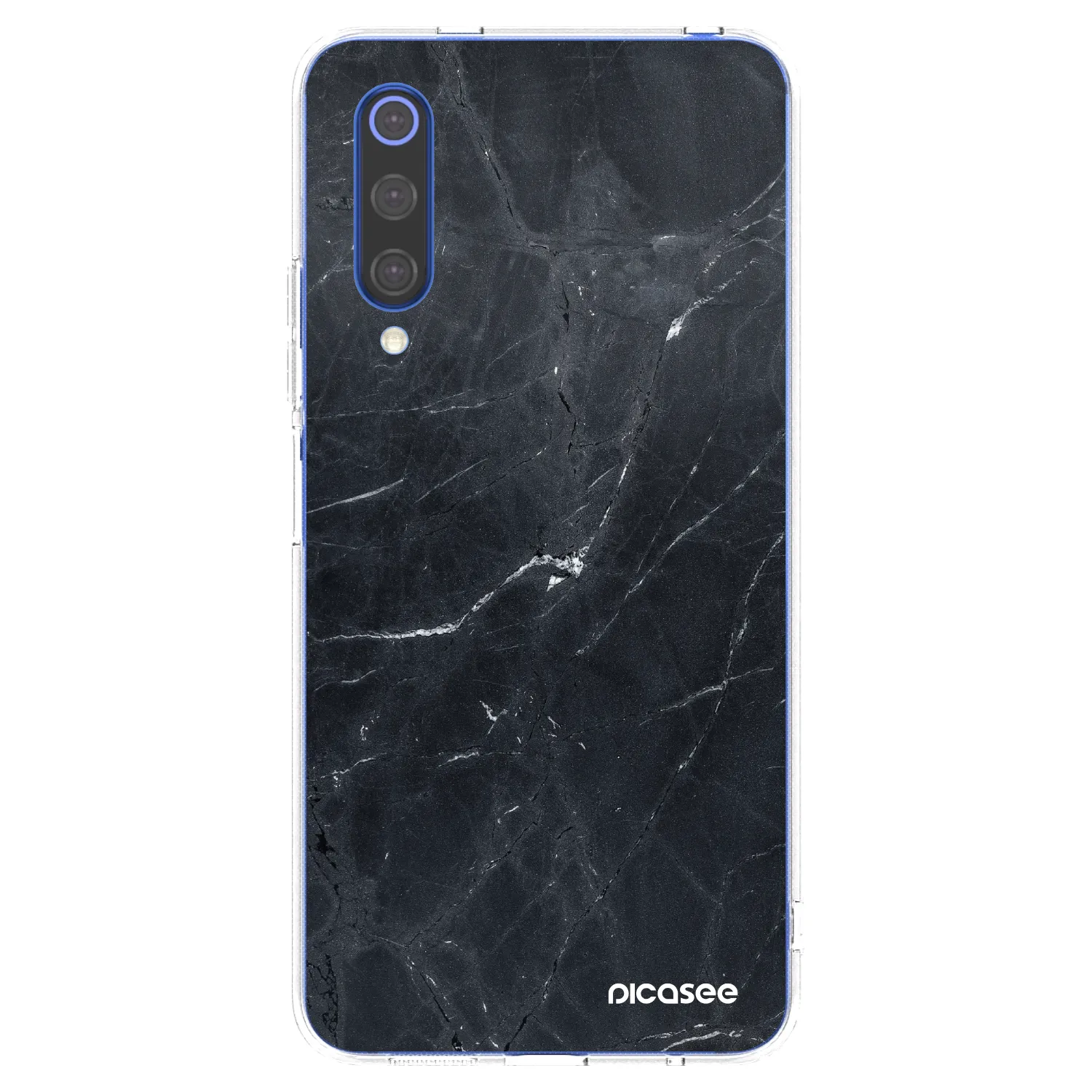 Picasee silikonowe przeźroczyste etui na Xiaomi Mi 9 SE - Black marble