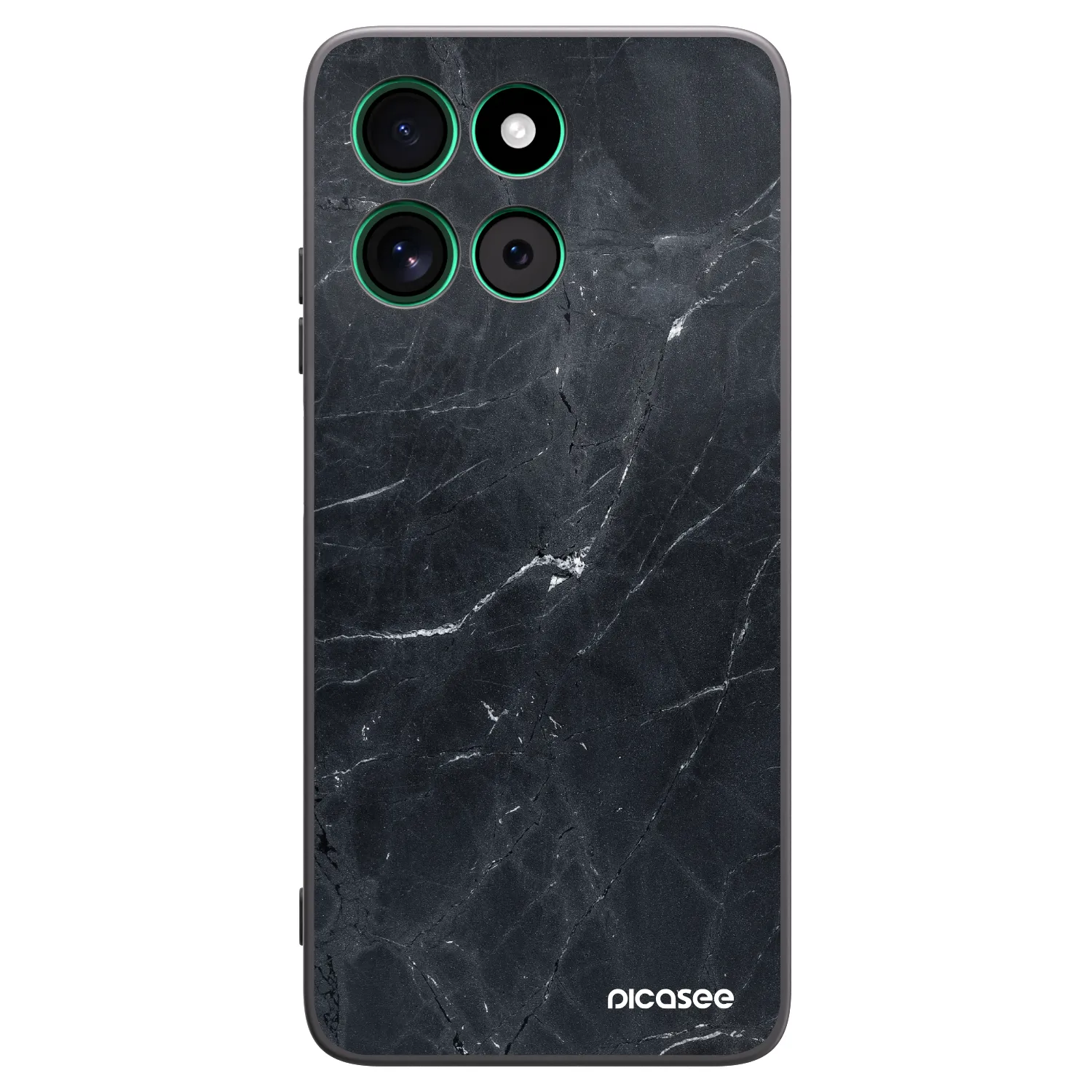 Picasee silikonowe czarne etui na Motorola Moto G57 Power - Black marble