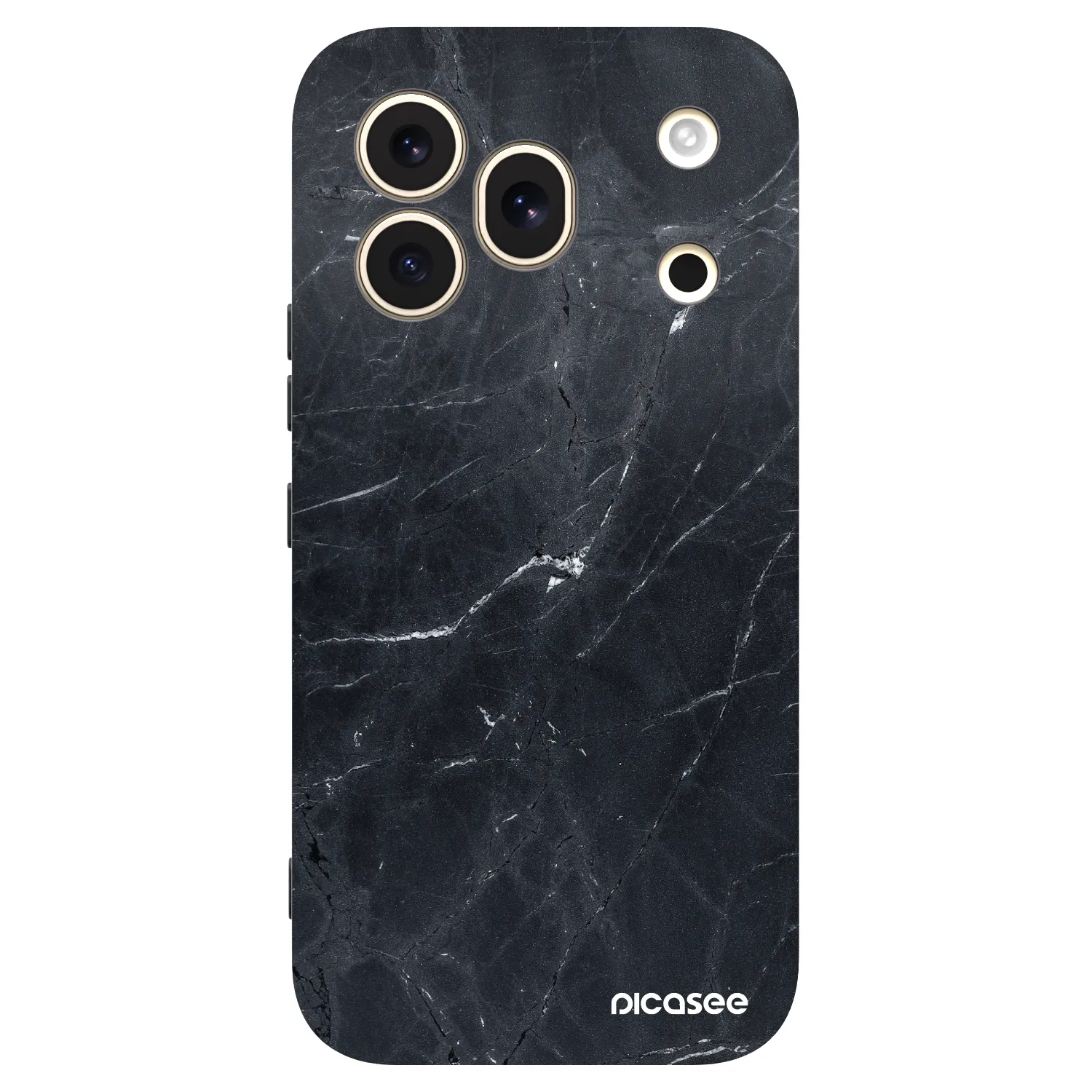 Picasee silikonowe czarne etui na Honor 600 Pro - Black marble