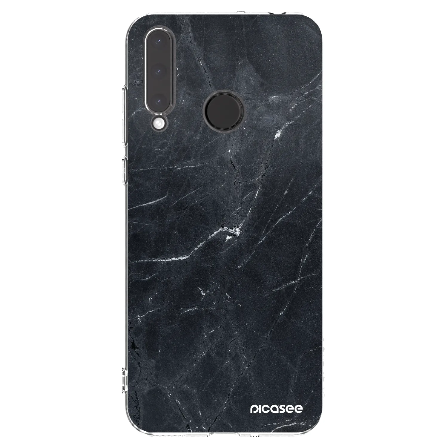 Picasee silikonowe przeźroczyste etui na Honor 20 Lite - Black marble