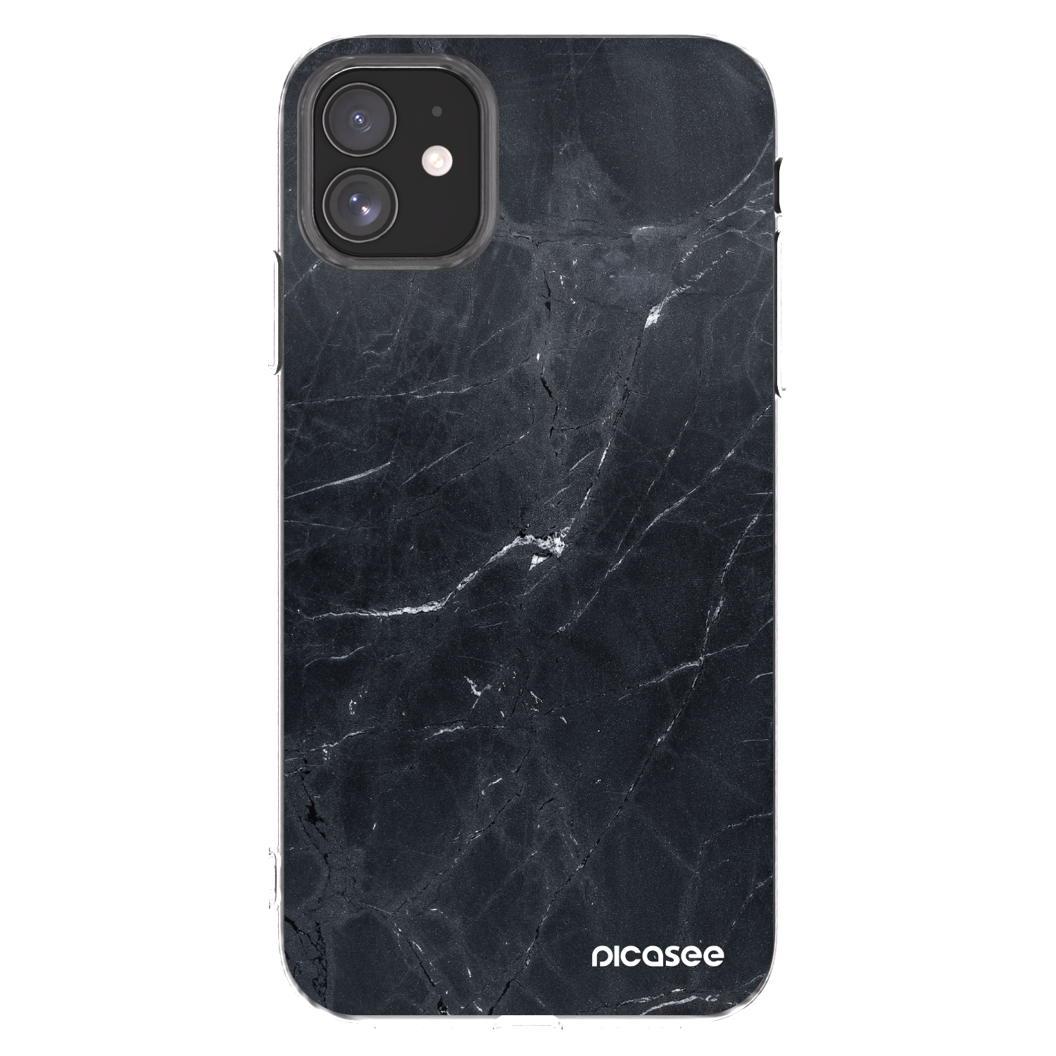 Picasee silikonowe przeźroczyste etui na Apple iPhone 11 - Black marble