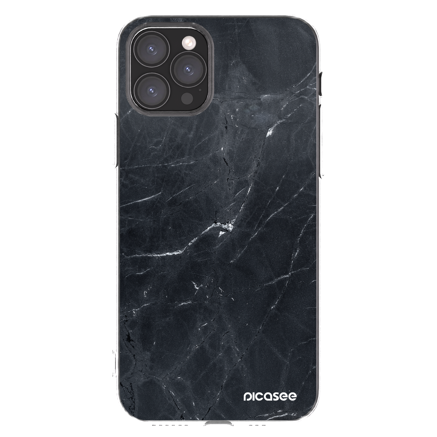 Picasee silikonowe przeźroczyste etui na Apple iPhone 11 Pro - Black marble