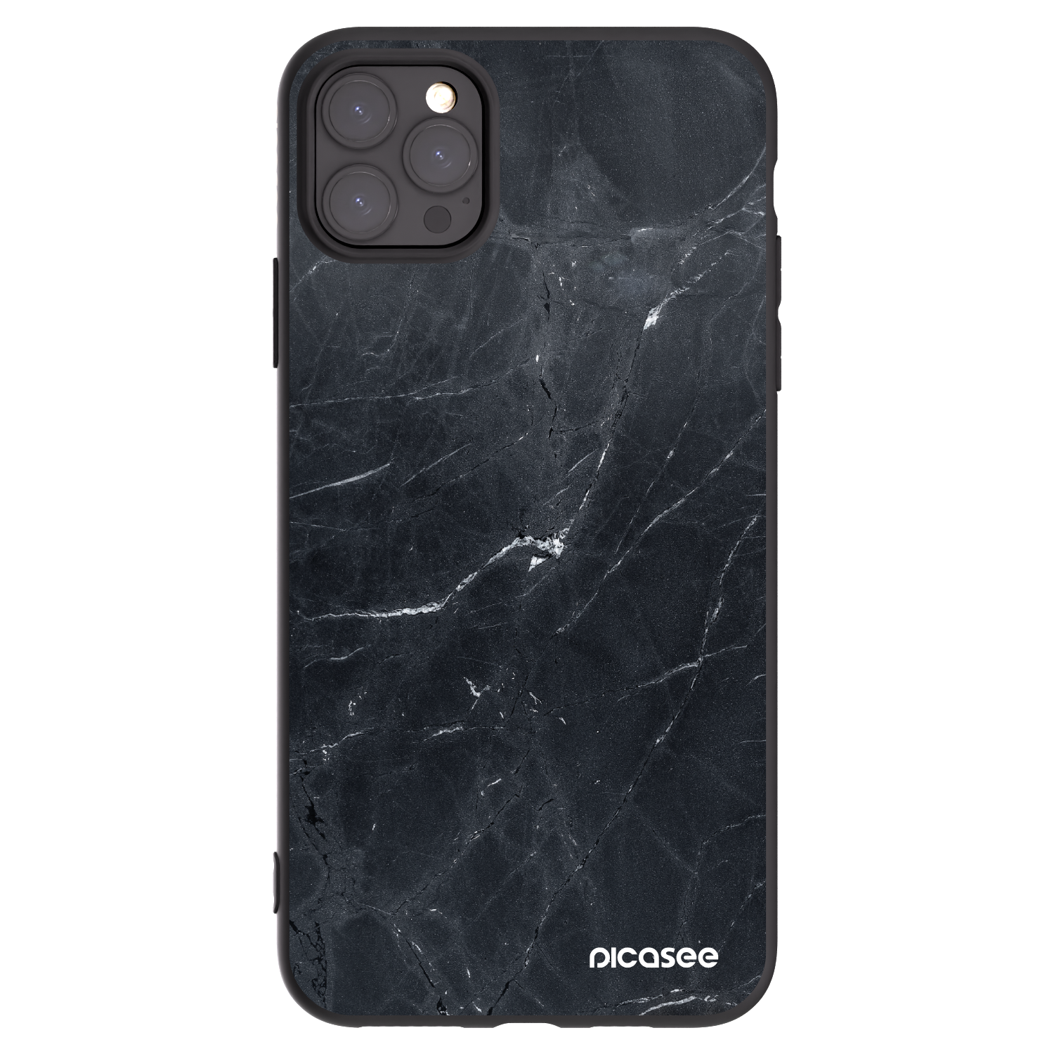 Picasee silikonowe czarne etui na Apple iPhone 11 Pro Max - Black marble