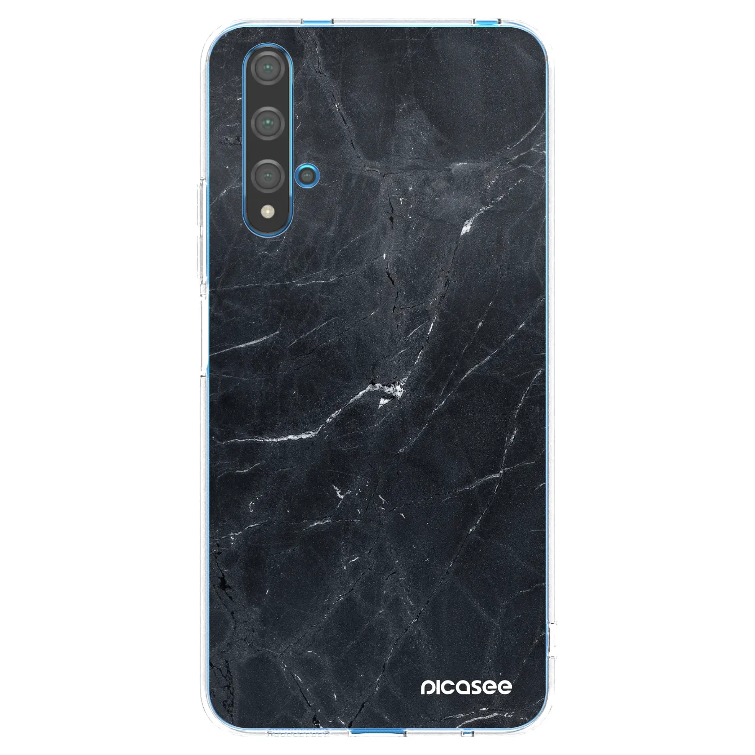Picasee silikonowe przeźroczyste etui na Huawei Nova 5T - Black marble