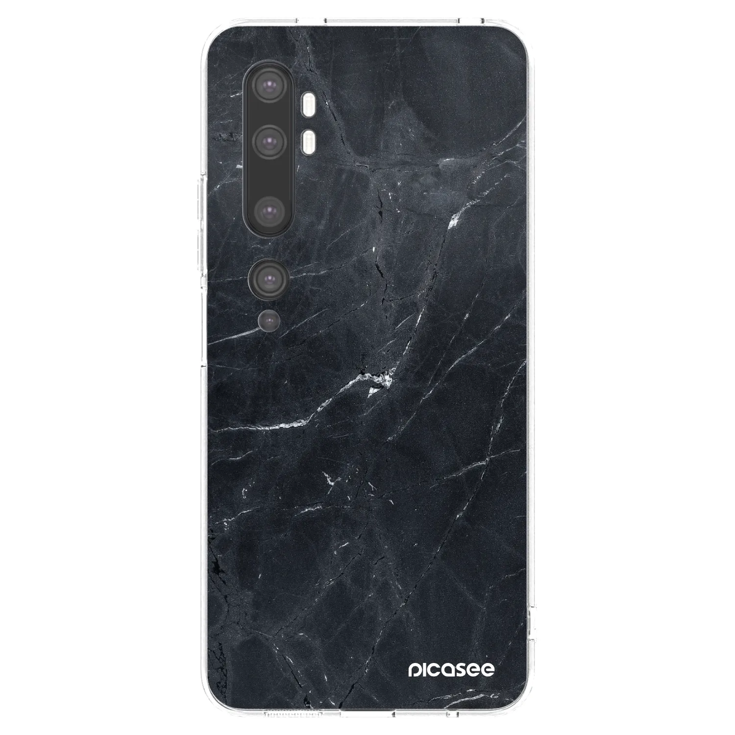 Picasee silikonowe przeźroczyste etui na Xiaomi Mi Note 10 (Pro) - Black marble