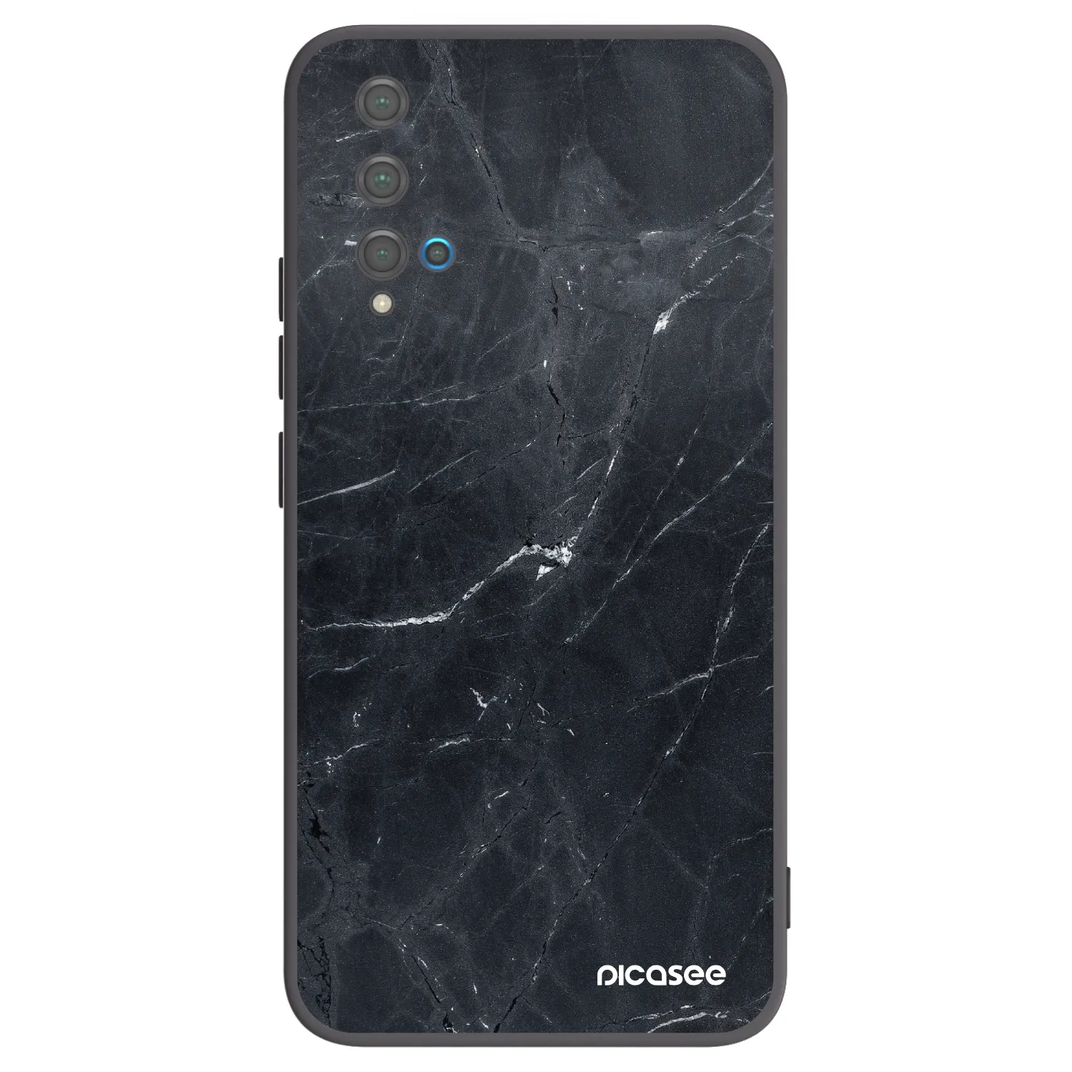 Picasee silikonowe czarne etui na Huawei Nova 5T - Black marble