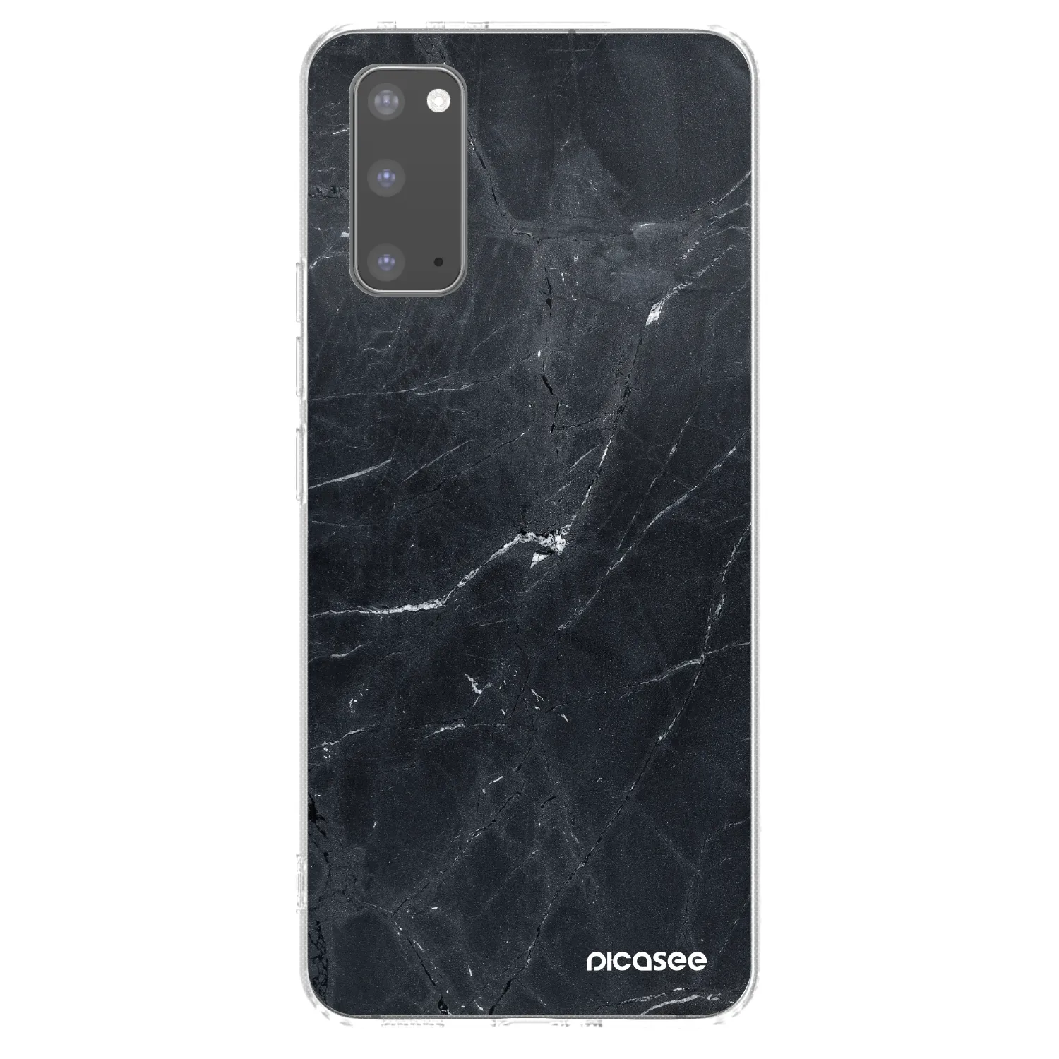 Picasee silikonowe przeźroczyste etui na Samsung Galaxy S20 G980F - Black marble