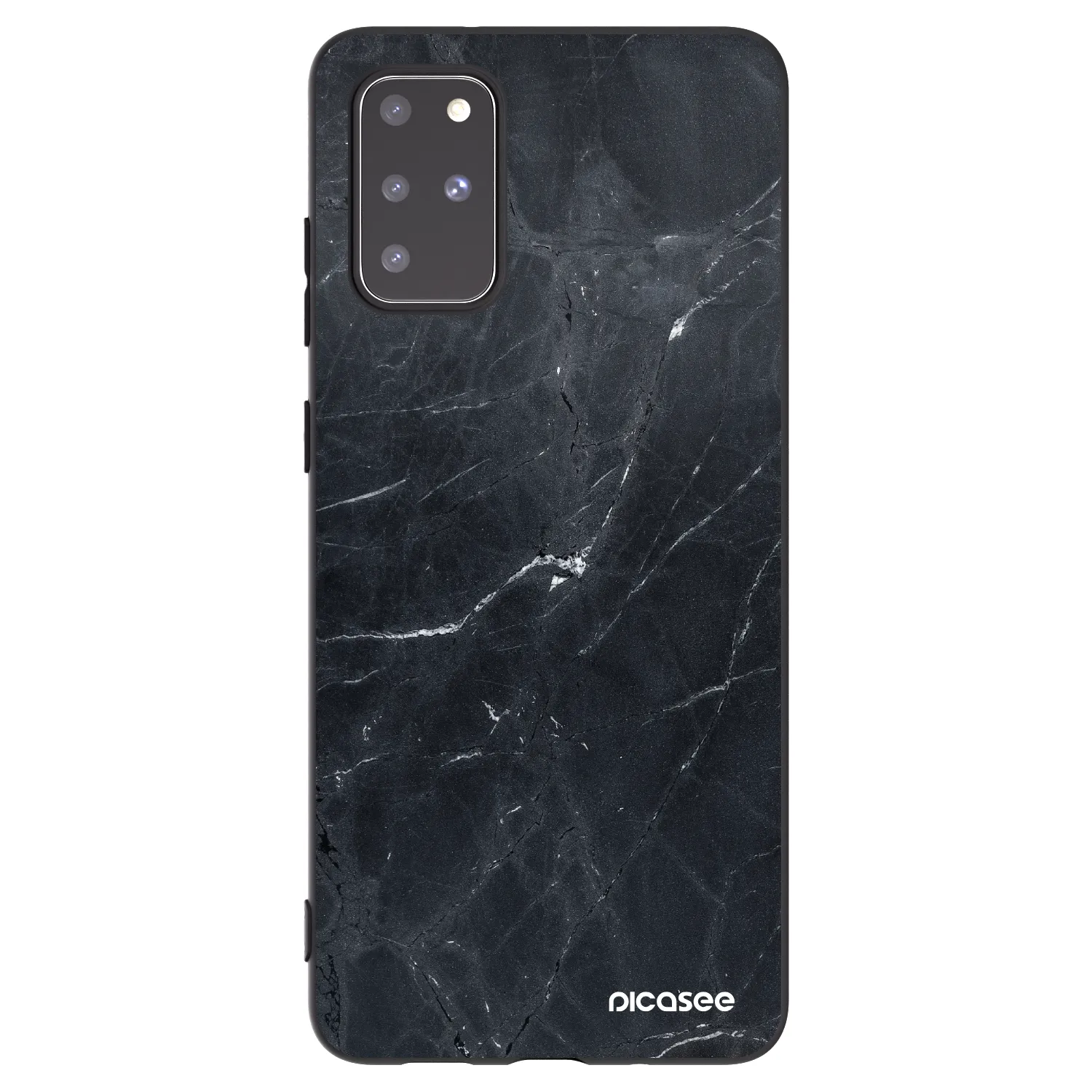 Picasee silikonowe czarne etui na Samsung Galaxy S20+ G985F - Black marble