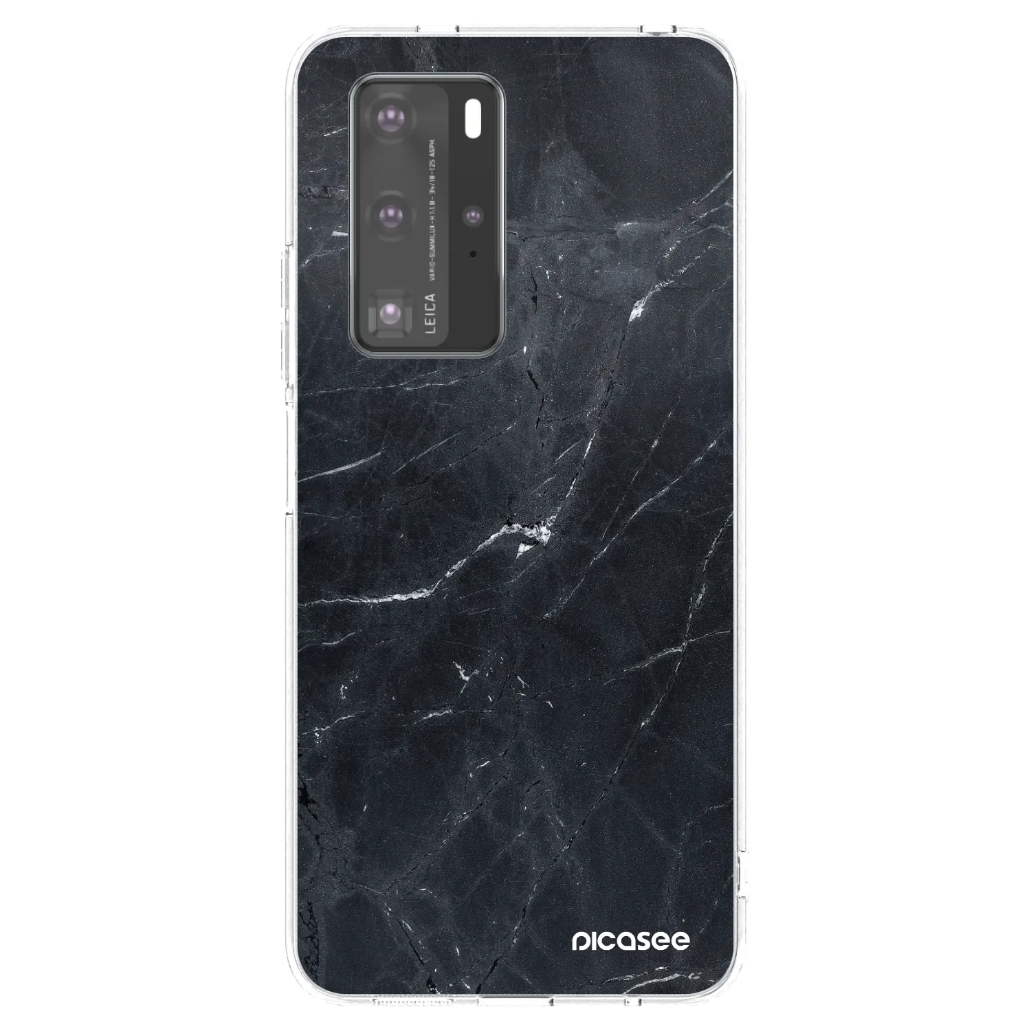 Picasee silikonowe przeźroczyste etui na Huawei P40 Pro - Black marble