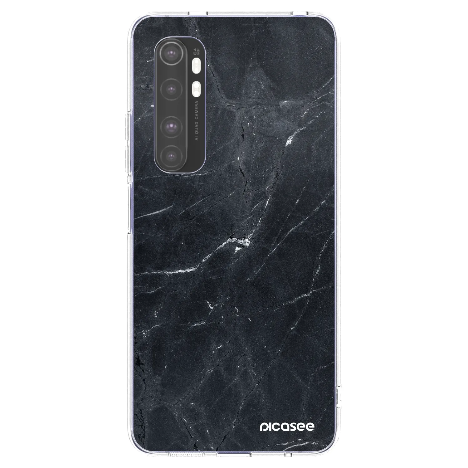 Picasee silikonowe przeźroczyste etui na Xiaomi Mi Note 10 Lite - Black marble
