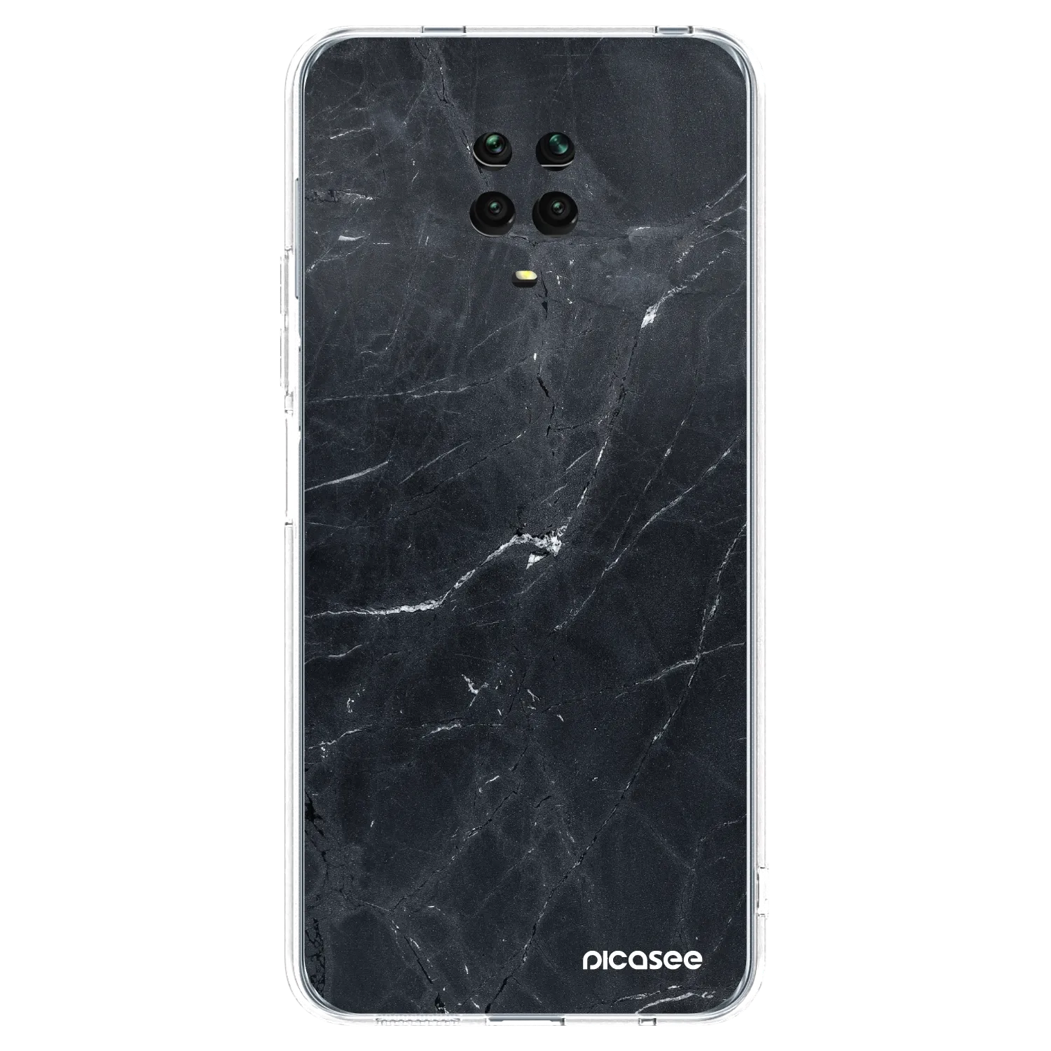Picasee silikonowe przeźroczyste etui na Xiaomi Redmi Note 9S - Black marble