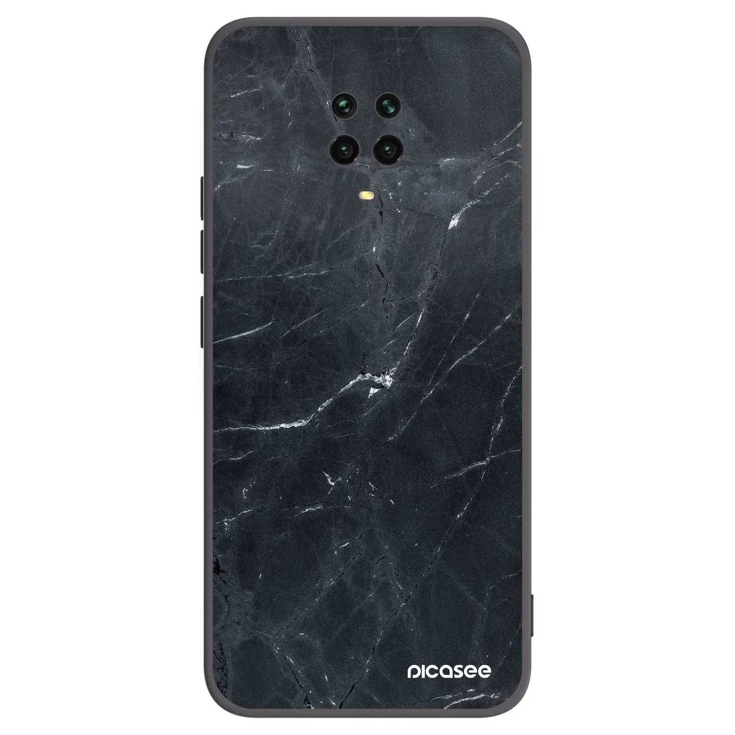 Picasee silikonowe czarne etui na Xiaomi Redmi Note 9S - Black marble