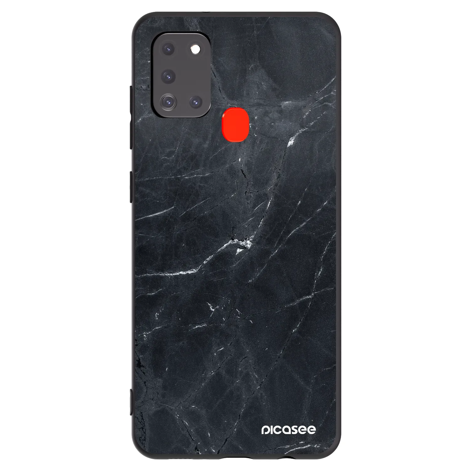 Picasee silikonowe czarne etui na Samsung Galaxy A21s - Black marble