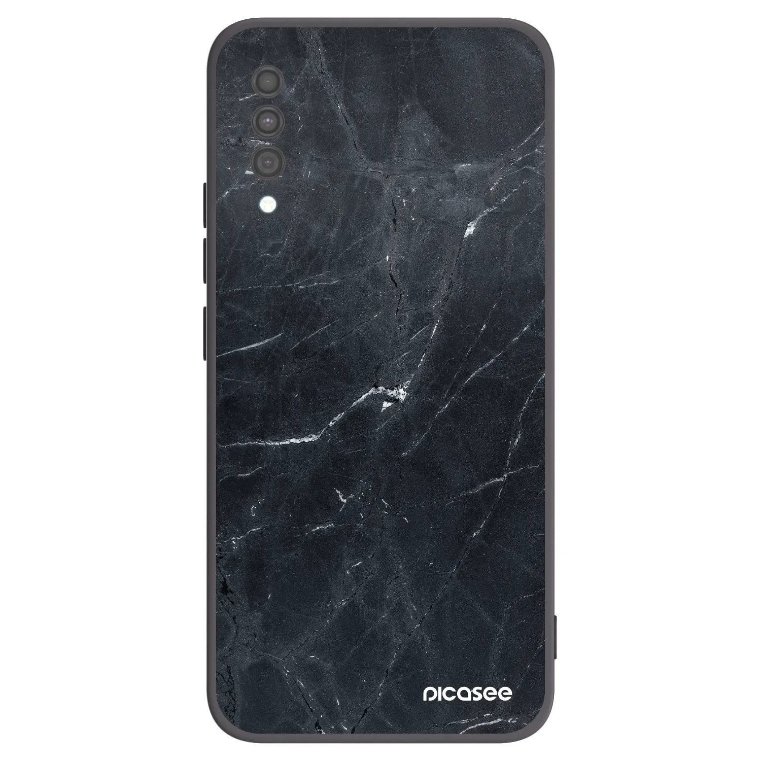 Picasee silikonowe czarne etui na Samsung Galaxy A30s A307F - Black marble