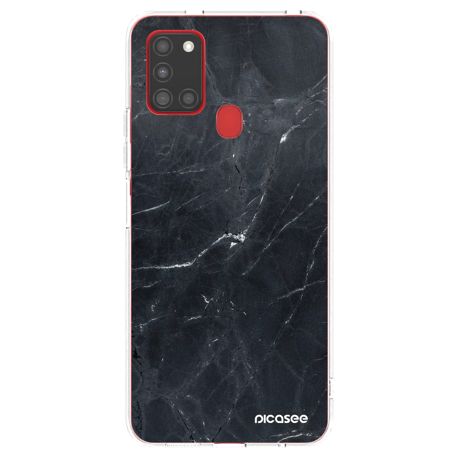 Picasee silikonowe przeźroczyste etui na Samsung Galaxy A21s - Black marble