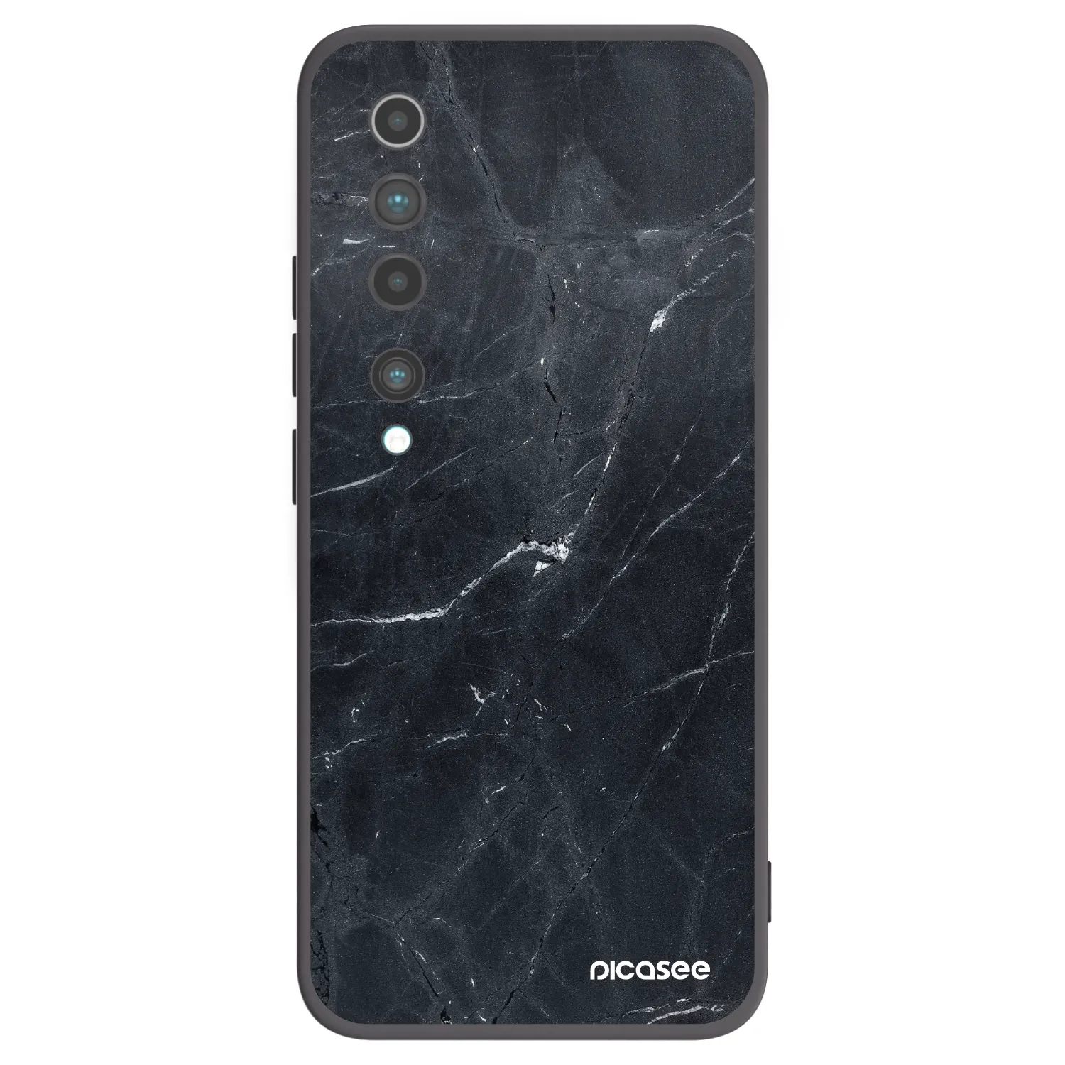 Picasee silikonowe czarne etui na Xiaomi Mi 10 - Black marble