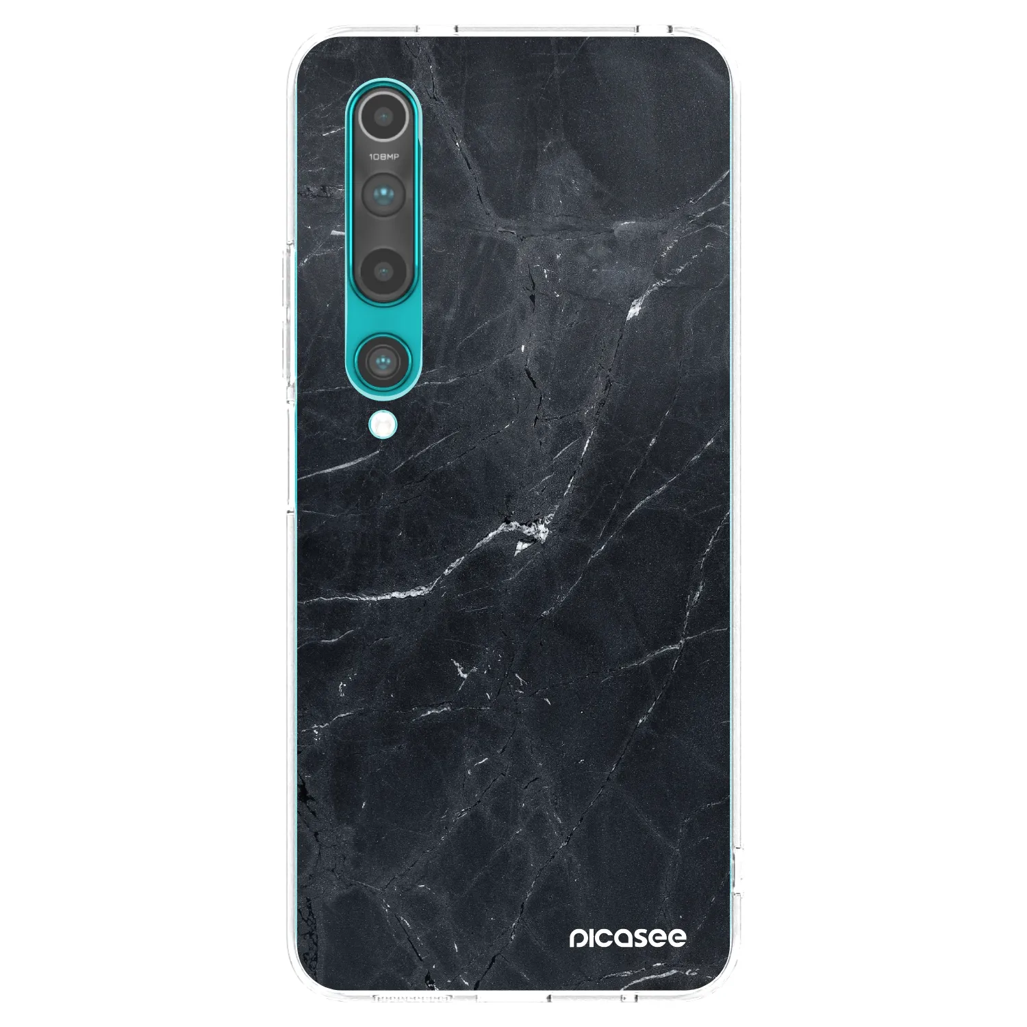 Picasee silikonowe przeźroczyste etui na Xiaomi Mi 10 - Black marble