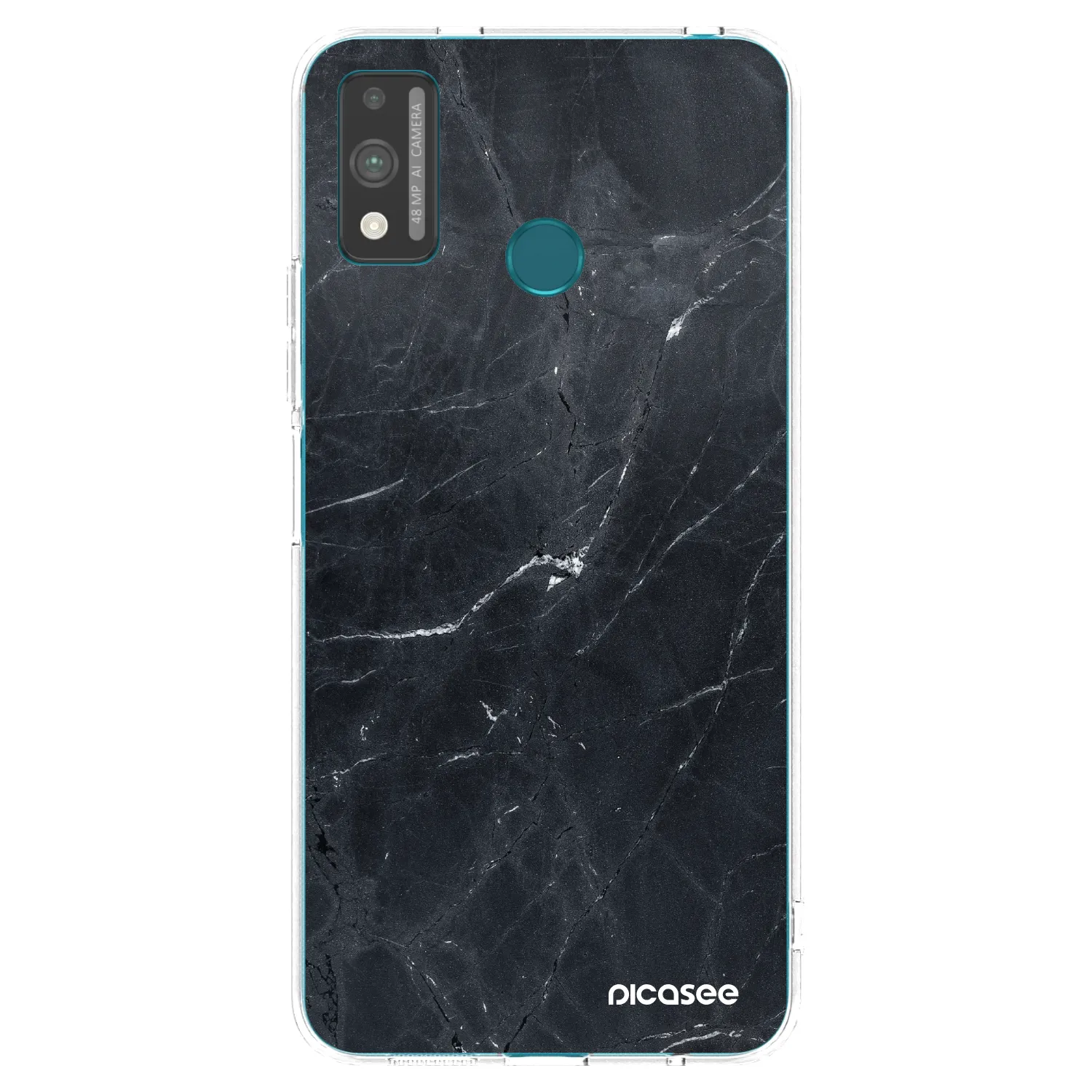 Picasee silikonowe przeźroczyste etui na Honor 9X Lite - Black marble