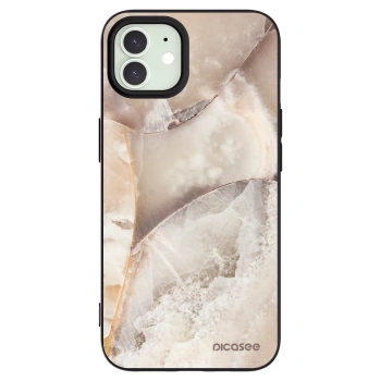 Picasee silikonowe czarne etui na Apple iPhone 12 Pro - Cream marble