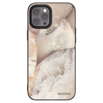 Picasee silikonowe czarne etui na Apple iPhone 12 Pro Max - Cream marble