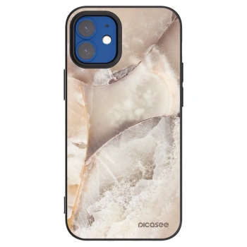 Picasee silikonowe czarne etui na Apple iPhone 12 mini - Cream marble