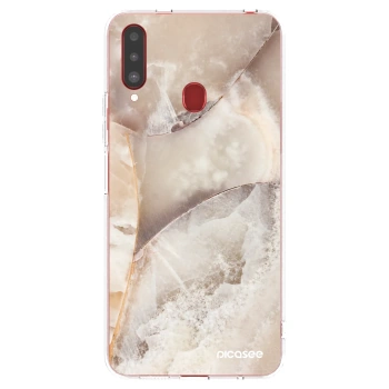 Picasee silikonowe przeźroczyste etui na Samsung Galaxy A20s - Cream marble