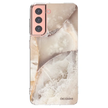 Picasee silikonowe przeźroczyste etui na Samsung Galaxy S21 5G G991B - Cream marble