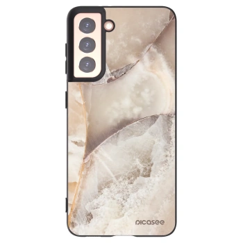 Picasee silikonowe czarne etui na Samsung Galaxy S21 5G G991B - Cream marble