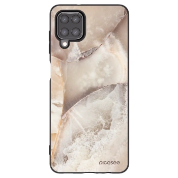 Picasee silikonowe czarne etui na Samsung Galaxy A12 A125F - Cream marble