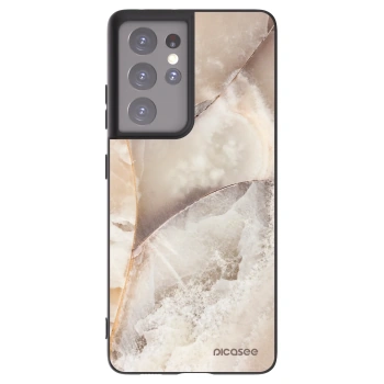 Picasee silikonowe czarne etui na Samsung Galaxy S21 Ultra 5G G998B - Cream marble