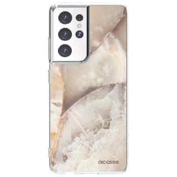 Picasee silikonowe przeźroczyste etui na Samsung Galaxy S21 Ultra 5G G998B - Cream marble