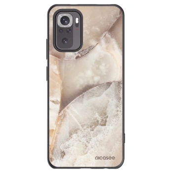 Picasee silikonowe czarne etui na Xiaomi Redmi Note 10 - Cream marble