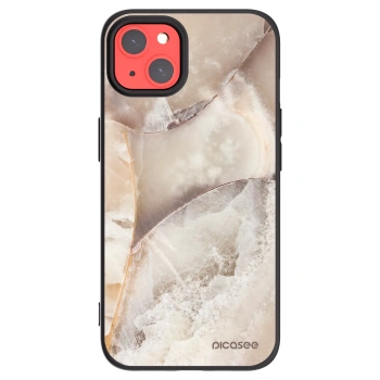 Picasee silikonowe czarne etui na Apple iPhone 13 - Cream marble