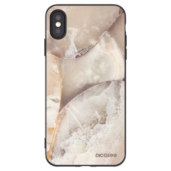Picasee silikonowe czarne etui na Apple iPhone XS Max - Cream marble