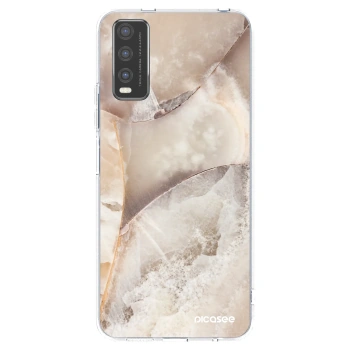 Picasee silikonowe przeźroczyste etui na Vivo Y20s - Cream marble