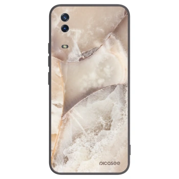 Picasee silikonowe czarne etui na Vivo Y11s - Cream marble