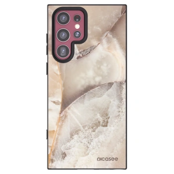 Picasee silikonowe czarne etui na Samsung Galaxy S22 Ultra 5G - Cream marble
