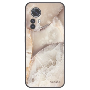 Picasee silikonowe czarne etui na Xiaomi 12 Pro - Cream marble