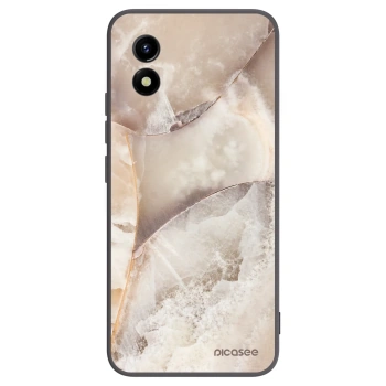 Picasee silikonowe czarne etui na Vivo Y01 - Cream marble