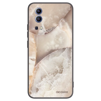 Picasee silikonowe czarne etui na Vivo Y52 5G - Cream marble