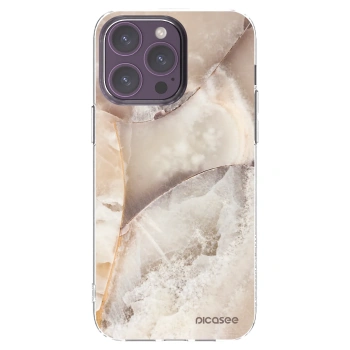 Picasee silikonowe przeźroczyste etui na Apple iPhone 14 Pro Max - Cream marble