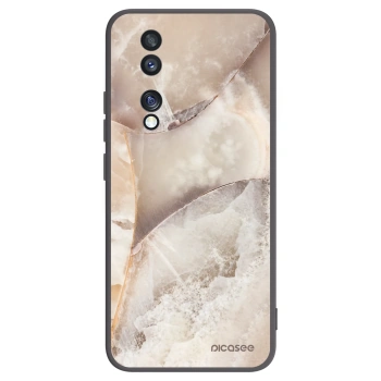 Picasee silikonowe czarne etui na Honor 70 - Cream marble