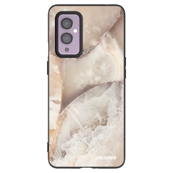 Picasee silikonowe czarne etui na OnePlus 9 - Cream marble