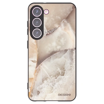 Picasee silikonowe czarne etui na Samsung Galaxy S23 5G - Cream marble