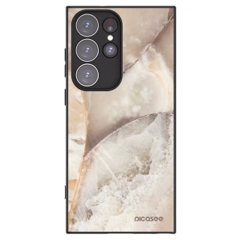 Picasee silikonowe czarne etui na Samsung Galaxy S23 Ultra 5G - Cream marble