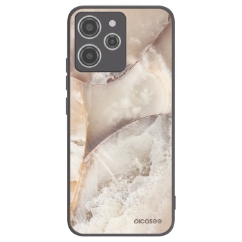 Picasee silikonowe czarne etui na Xiaomi Redmi 12 4G - Cream marble